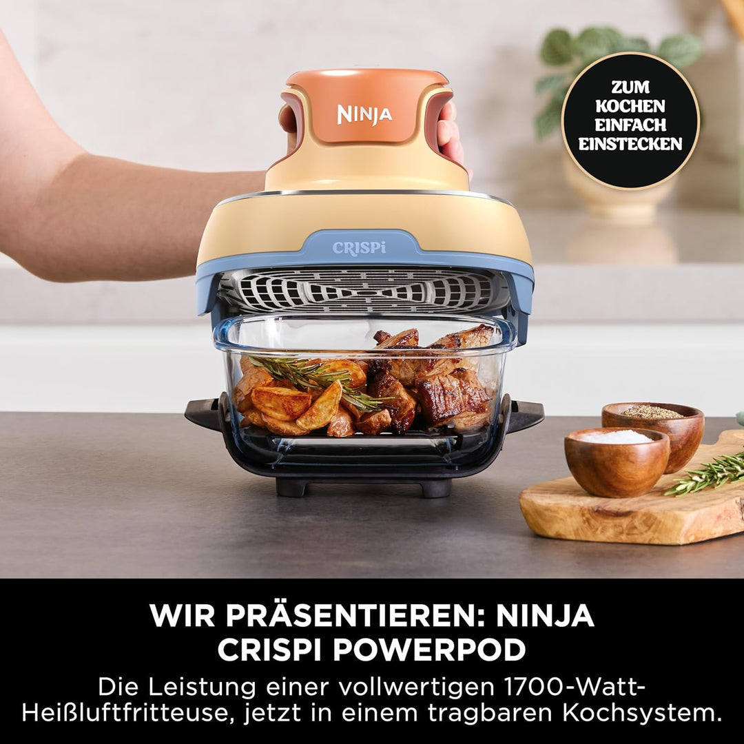 Ninja CRISPi Tragbare Heissluftfritteuse, 3,8 l & 1,4 l, 4-in-1: Heissluftfrittieren, Braten, Aufknu