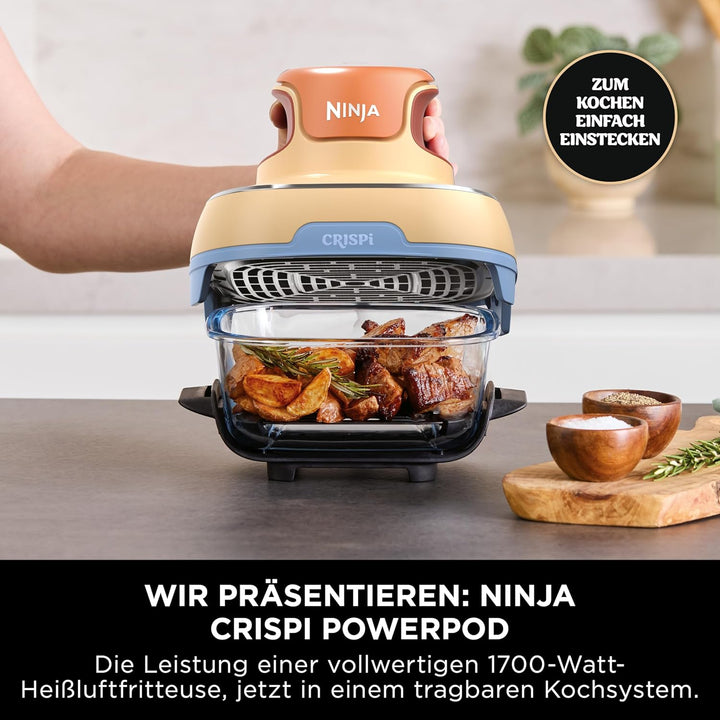 Ninja CRISPi Tragbare Heissluftfritteuse, 3,8 l & 1,4 l, 4-in-1: Heissluftfrittieren, Braten, Aufknu