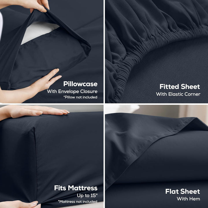UTOPIA Betten 4 Mikrofaser Bettwäsche, navy, King Size King Size Navy, King Size Navy