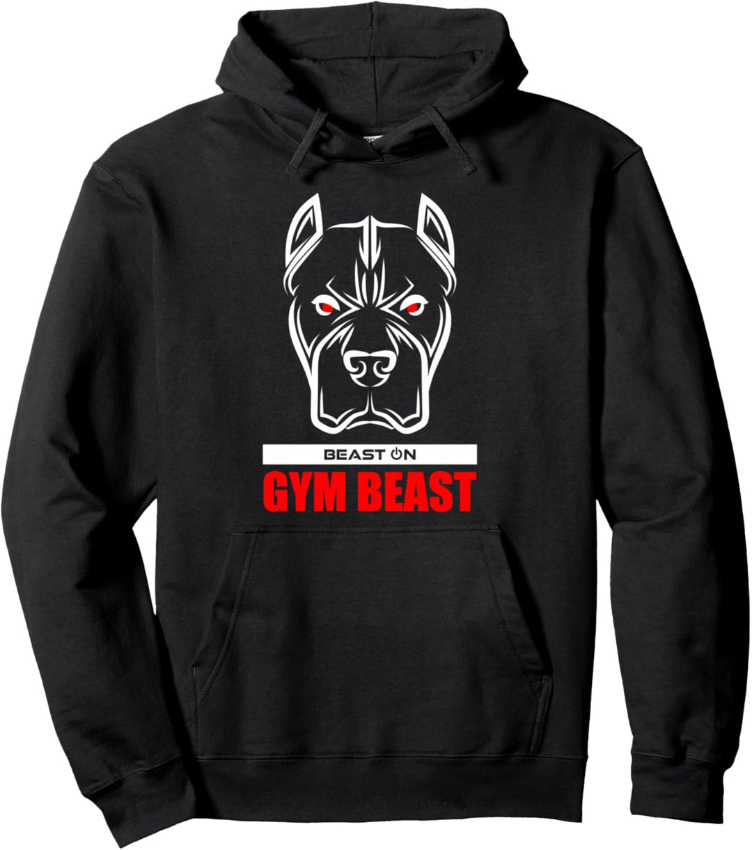 Gym Beast Pitbull Head Red Fitnesstraining Pullover Hoodie