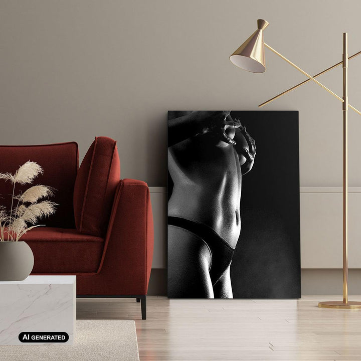 Bilder auf Leinwand 55x100cm Leinwandbild mit Rahmen Anatomie Frau nackt Gross Wanddeko Bild Schlafz