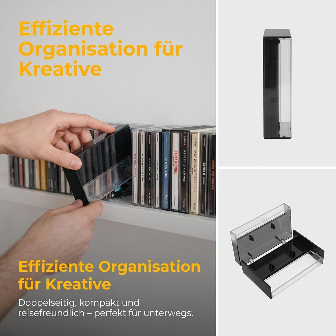 SHINEOFI 4 Stück Doppelseitige Leichte Kunststoff Kassettenbox für Audiokassetten mit Lichtundurchlä