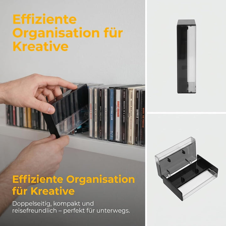 SHINEOFI 4 Stück Doppelseitige Leichte Kunststoff Kassettenbox für Audiokassetten mit Lichtundurchlä