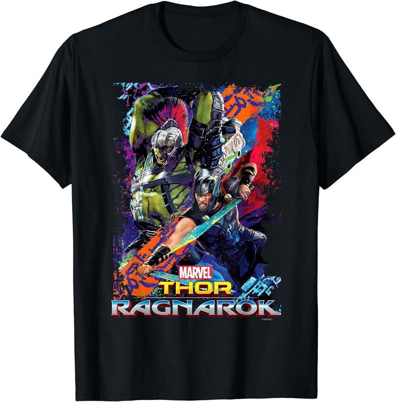 Mens Marvel Thor Ragnarok Hulk Neon Pop Poster Graphic T-Shirt 2XL Royal Blue