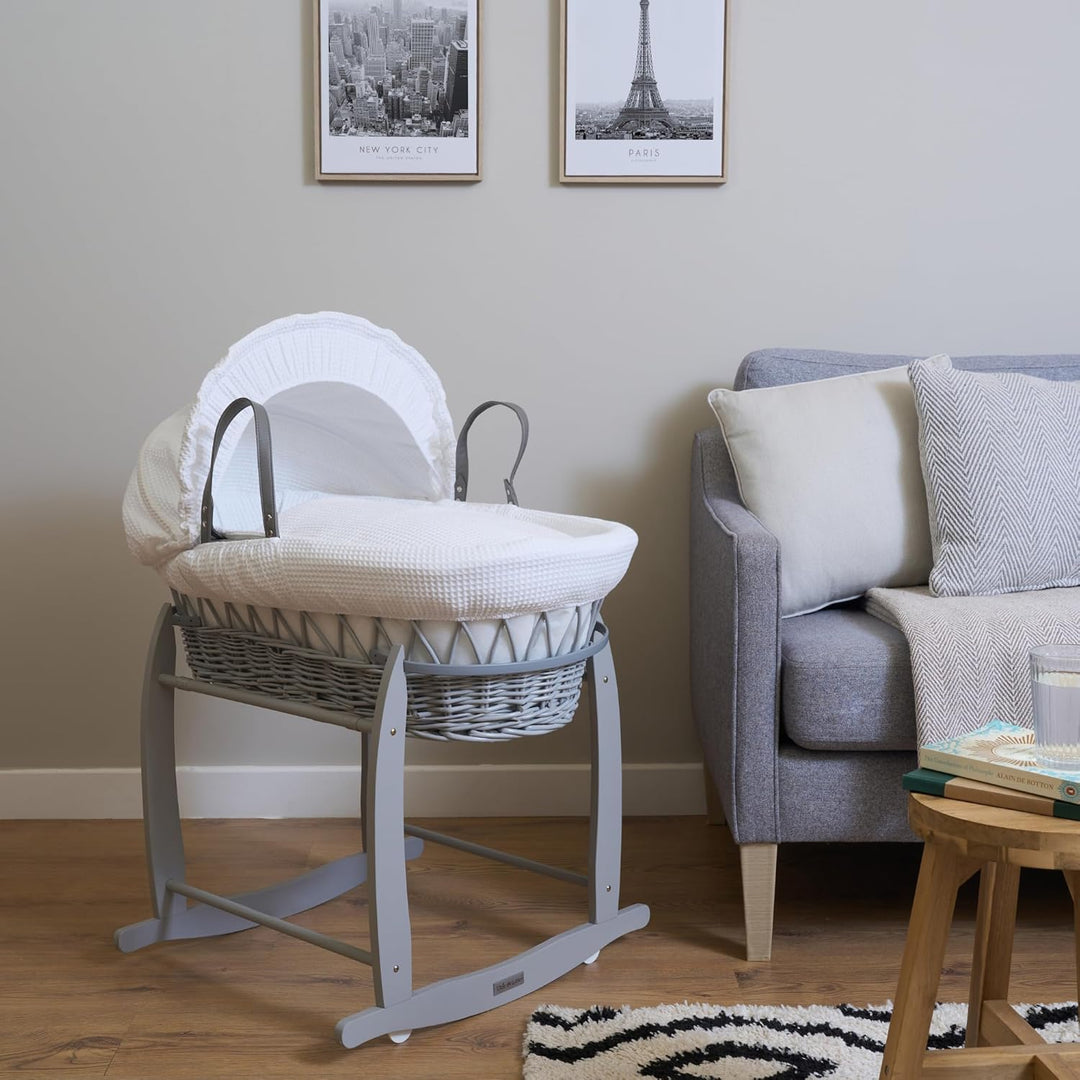 Clair de Lune Deluxe Rocking Moses Korb Ständer (grau) Clair de Lune Deluxe Babykörbchenständer Einz
