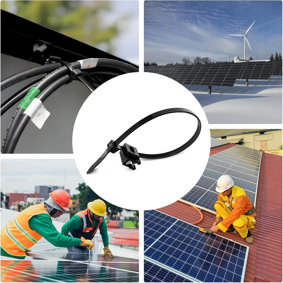 Kabelbinder mit Clip Kabelbinderhalter - 20X PV Kabelbinder UV Beständig mit Clip, Kabelbinder mit R
