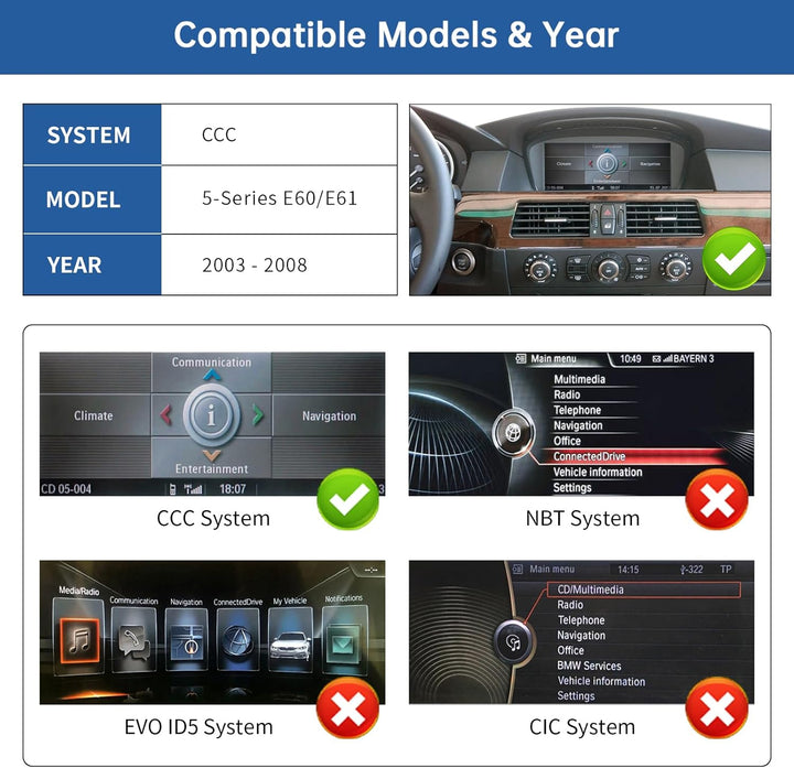 Road Top 12,3 Zoll Ultraschmaler Autoradio Carplay für BMW 5er E60/E61 CCC | 2003-2008 Jahr, Linux H
