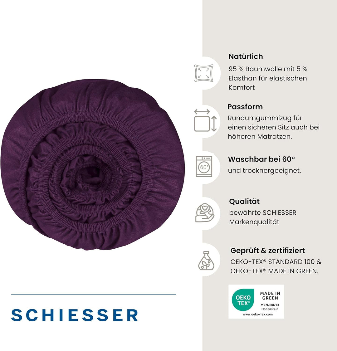 Schiesser Premium Spannbettlaken Flexi | 95|5 Wohlfühlformel | aus nachhaltiger Produktion | für Mat