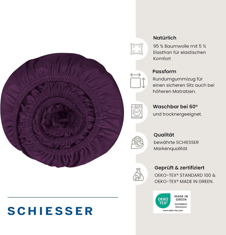 Schiesser Premium Spannbettlaken Flexi | 95|5 Wohlfühlformel | aus nachhaltiger Produktion | für Mat