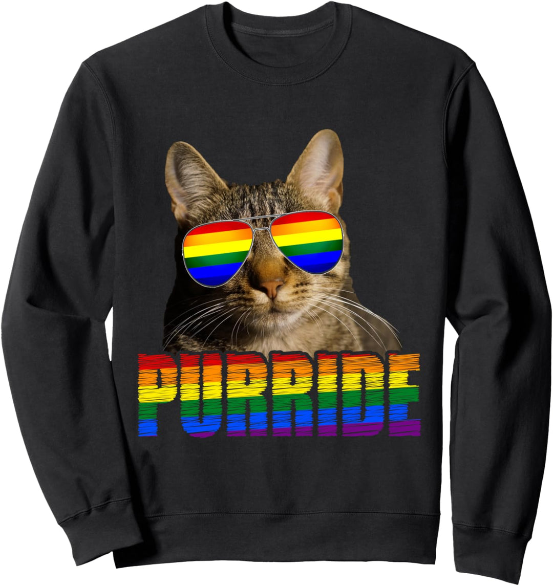 LGBT Gay Pride Cat Purride Cat Funny LGBTQ Men Women Sweatshirt