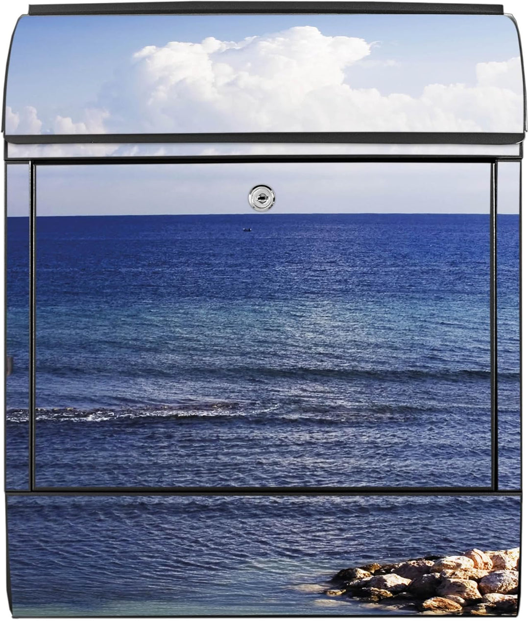 banjado Design Briefkasten Motiv Fensterpanorama 38,5x46,5x13cm & 2 Schlüssel - Briefkasten Stahl sc