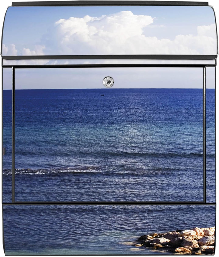 banjado Design Briefkasten Motiv Fensterpanorama 38,5x46,5x13cm & 2 Schlüssel - Briefkasten Stahl sc