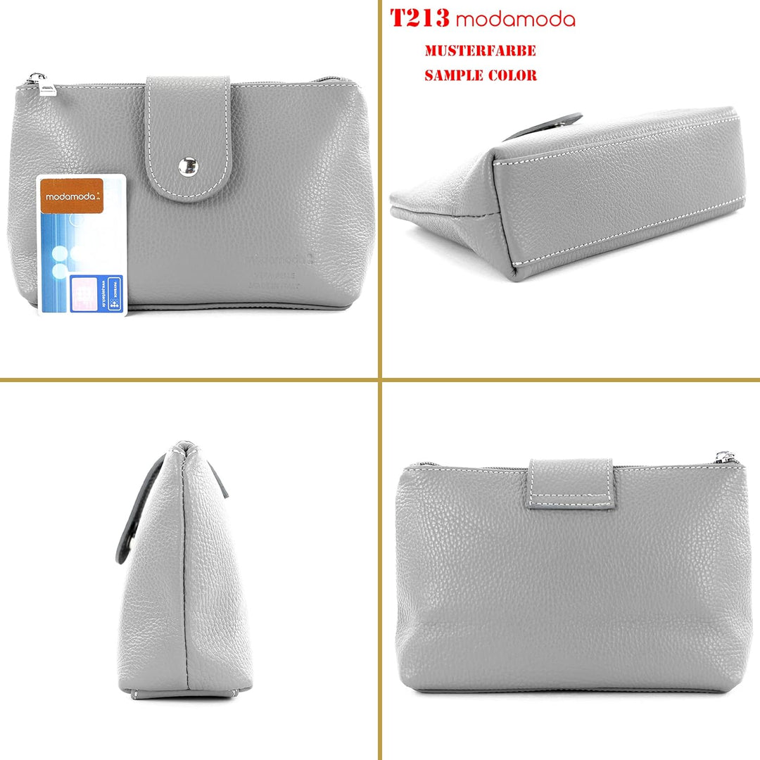 modamoda de - T213 - ital. Leder Kosmetiktasche Maskenetui Medium, Farbe:Senfgelb, Senfgelb