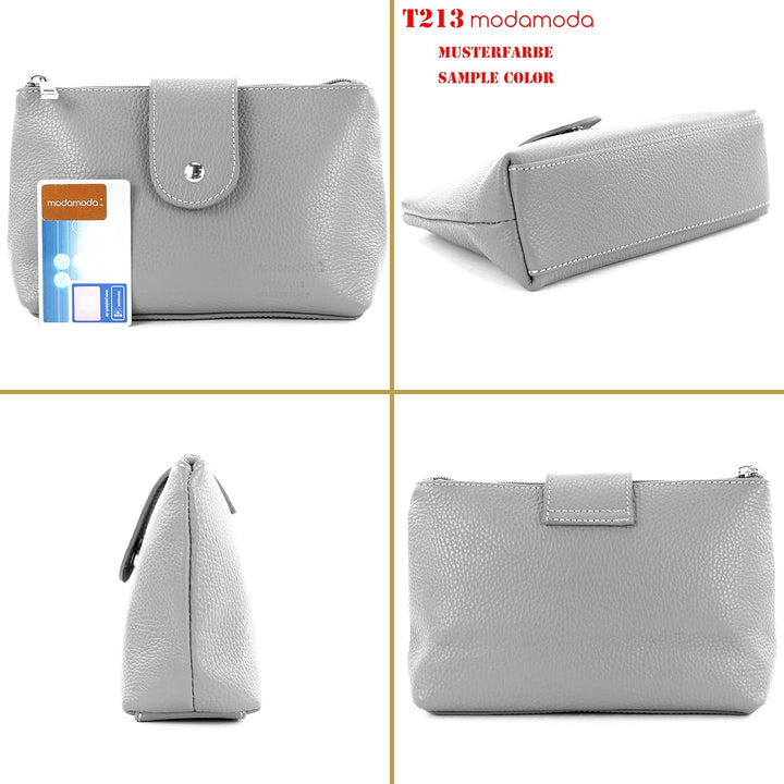 modamoda de - T213 - ital. Leder Kosmetiktasche Maskenetui Medium, Farbe:Senfgelb, Senfgelb