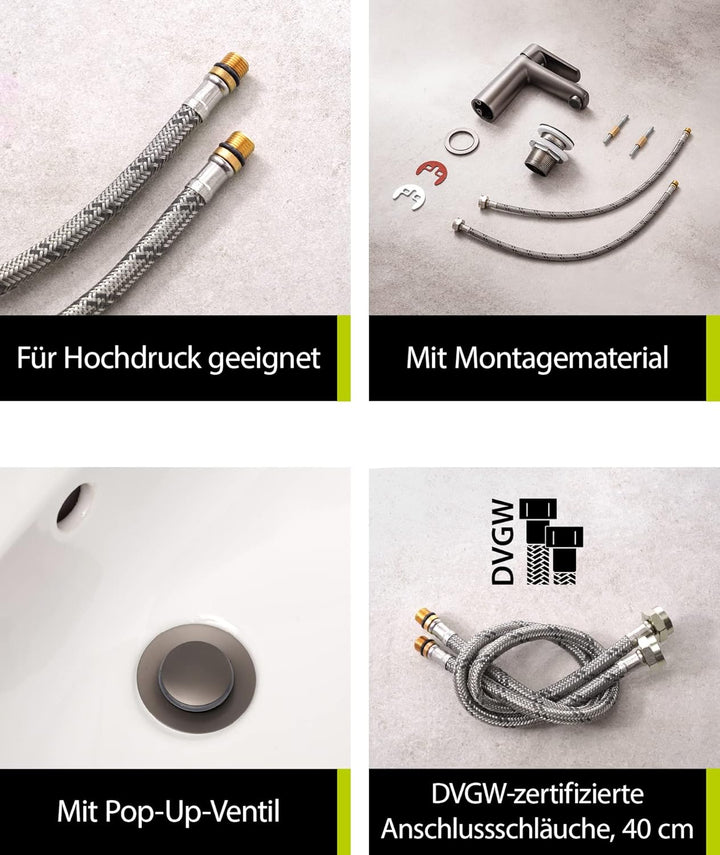 aquaSu® Waschtischarmatur Morti, mit Wasserspar-Kartusche, Kosten-sparende Kaltwassermittelstellung,