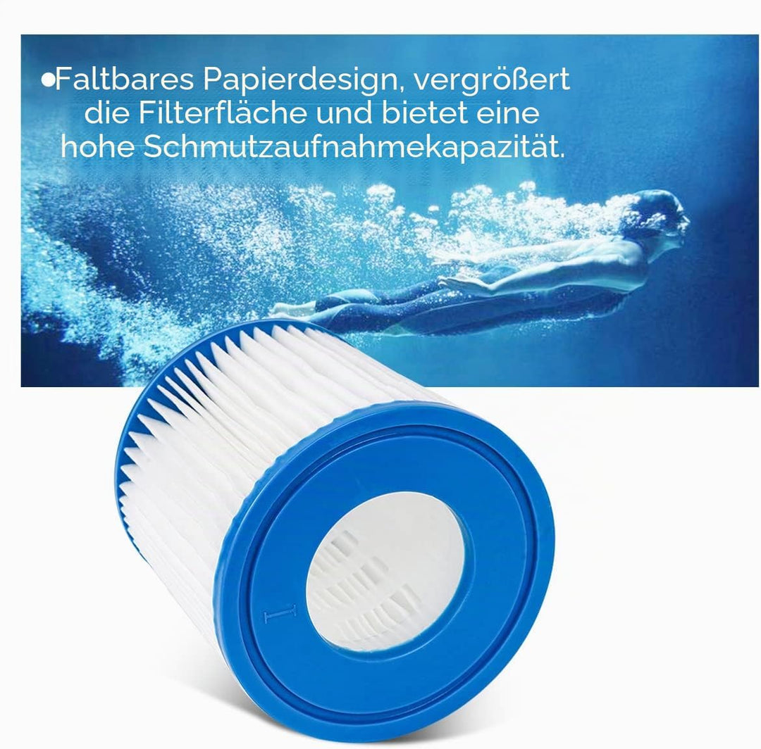 YanBan Schwimmbad-Filterkartusche kompatibel mit Best-Way 58381 Filterpumpe, 4 Stück Ersatzfilter ko