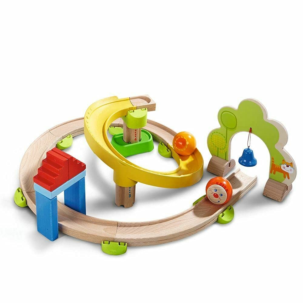 Haba 300439 - Kugelbahn Kullerbü - Kringelbahn, Holzkugelbahn mit vielen Kurven und Glöckchentor, Sp