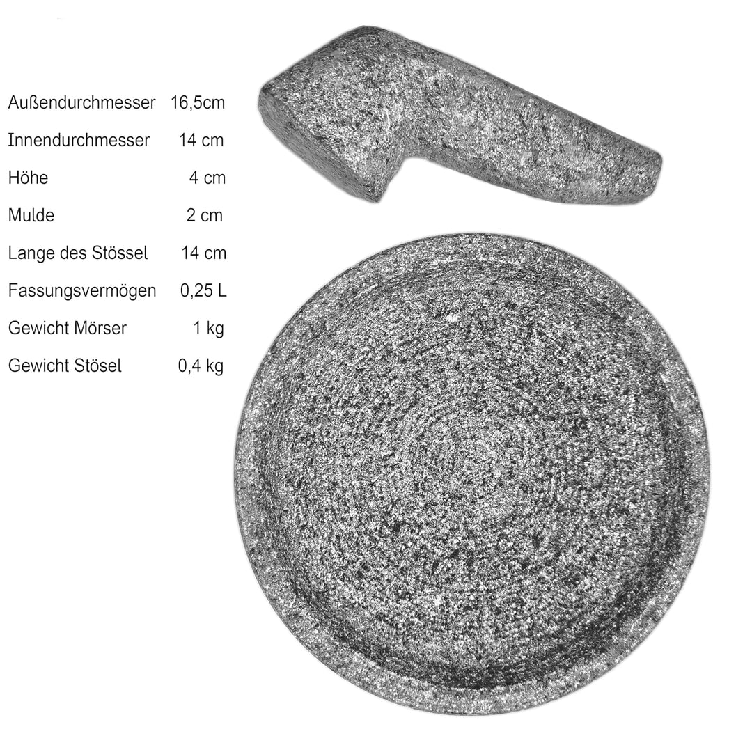 Cobek-Mörser aus vulkanischem Gestein - Traditionelles Zerkleinern und Mahlen - XS Variante/Perfekt
