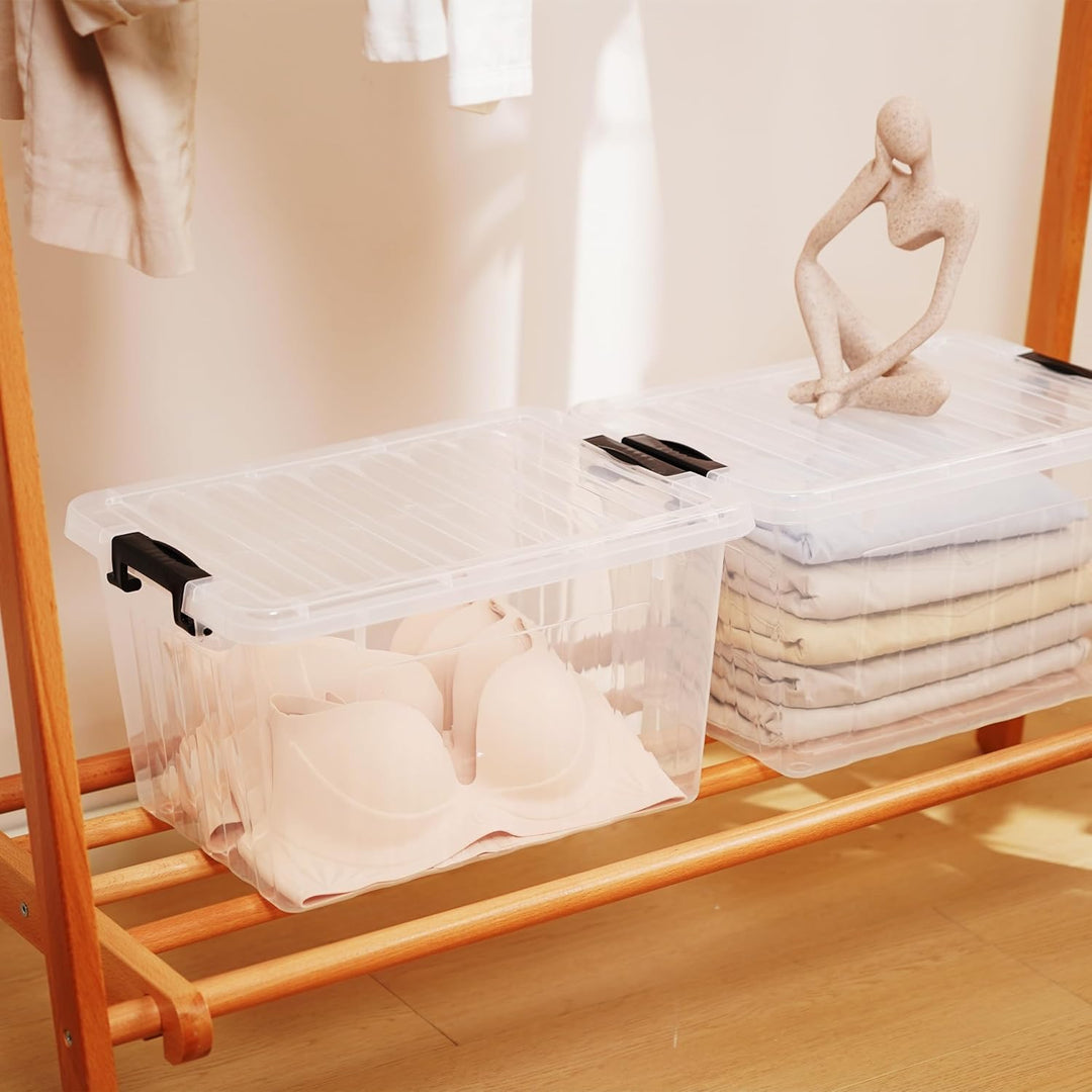 Citylife 4er Set 20L Aufbewahrungsbox mit Deckel Gross, Stapelbar Plastikboxen zum Organisieren Gros