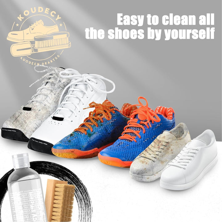 Schuhputzsets Sneaker Cleaner – 300ML Weisse Sneaker Reiniger mit 3 Schuhbürste, Radiergummi und Han