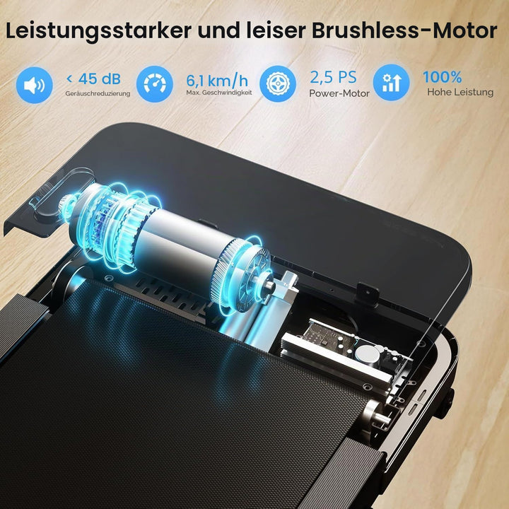 Bluearth Walking Pad mit 10% Automatische Steigung, Max 150KG, 2.5PS Leiser Motor, Laufband Schreibt
