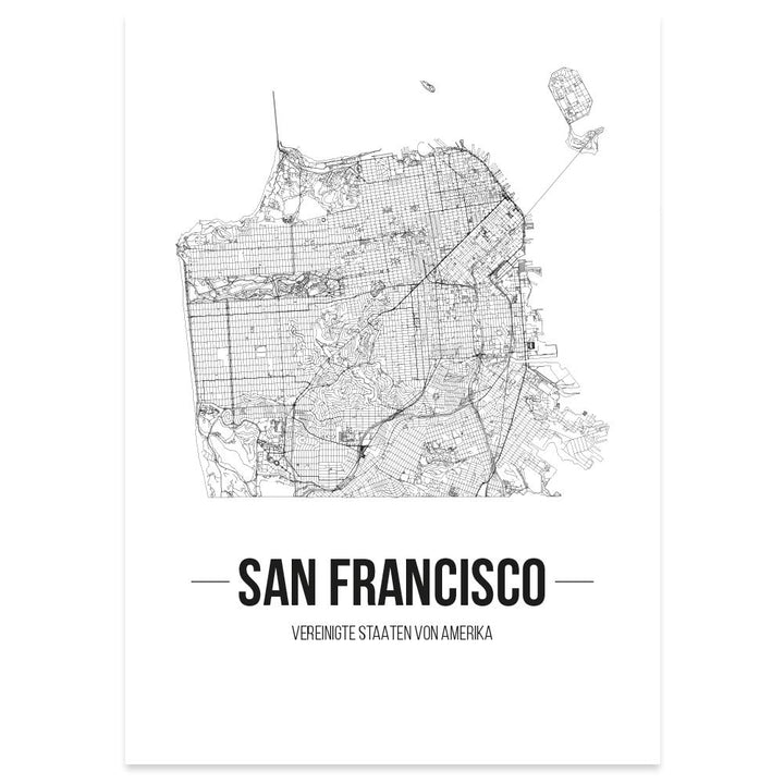 JUNIWORDS Stadtposter, San Francisco, Wähle eine Grösse, 40 x 60 cm, Poster, Schrift B, Weiss 40 x 6