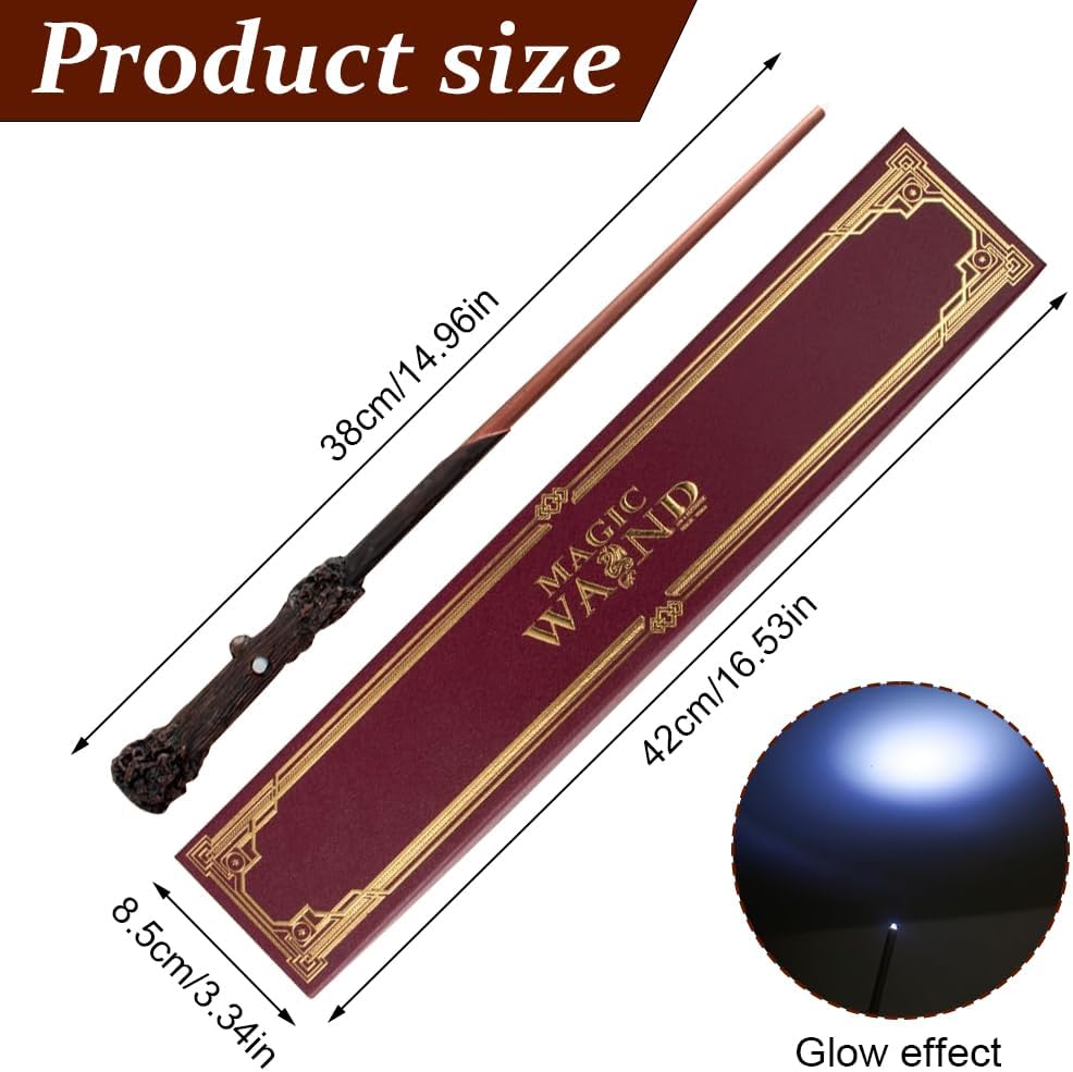 Hojalis Harry Zauberstab mit Licht, 35CM Zauberstabs-Hpotter, Zauberstabs aus Harz, USB Aufladung Ma