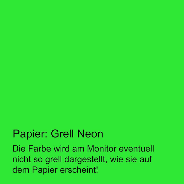Neonpapier NEON Grün 250 Blatt DIN A4 80 g/qm farbiges Briefpapier, Leuchtpapier, 250 Blatt
