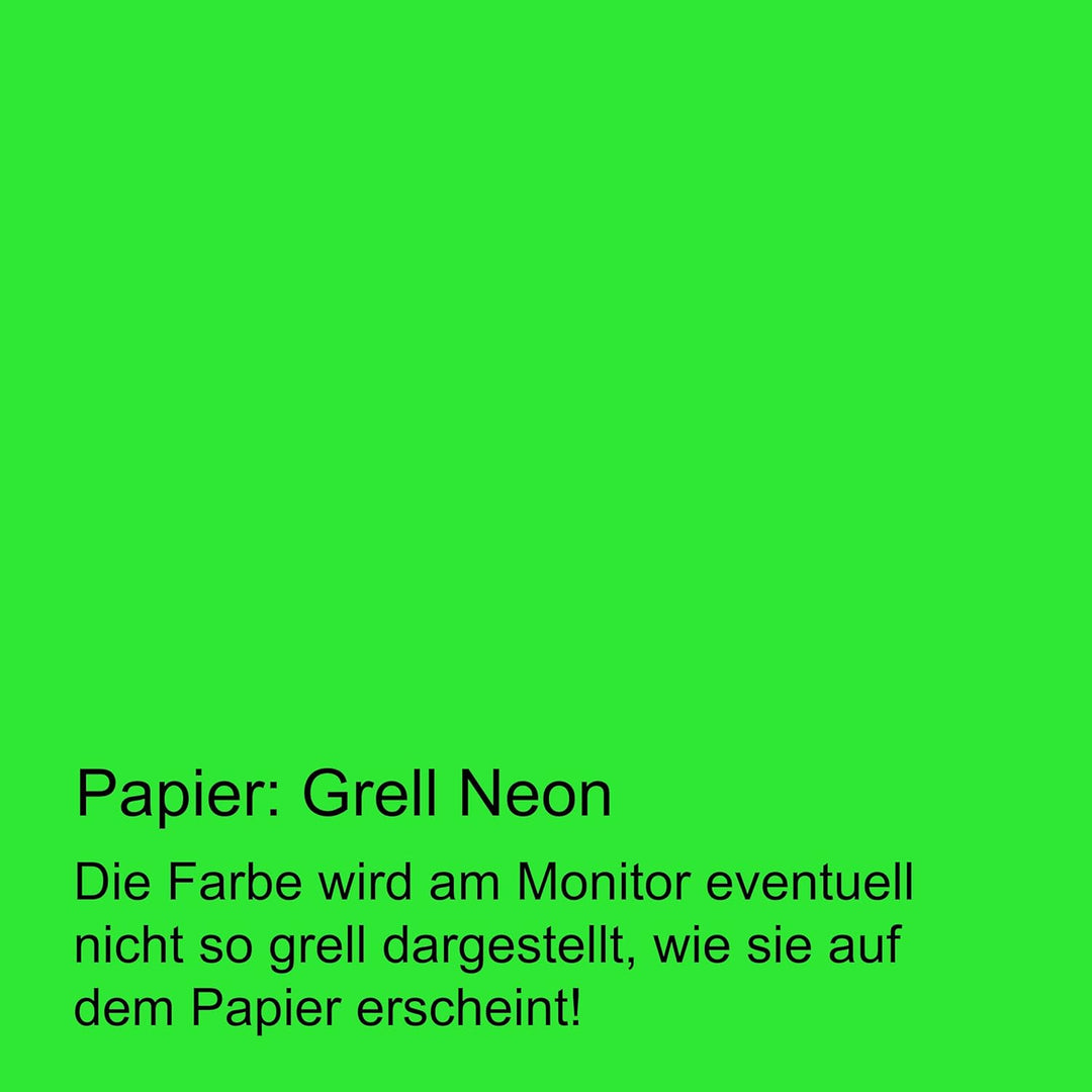 Neonpapier NEON Grün 100 Blatt DIN A4 80 g/qm farbiges Briefpapier, Leuchtpapier Party Deko, 100 Bla