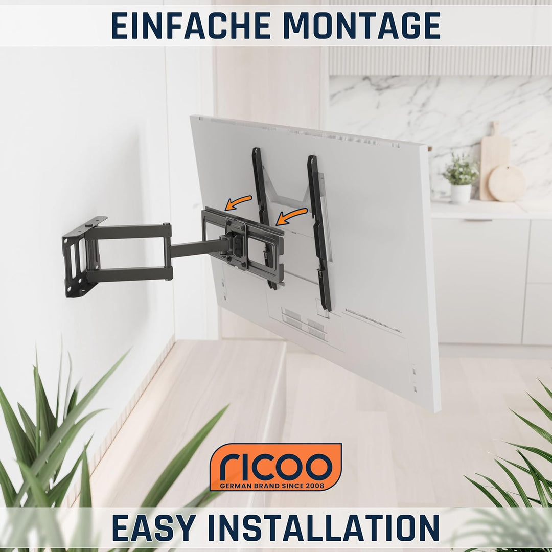 RICOO S5144 TV Wandhalterung Schwenkbar für 40-65 Zoll Wandhalterung Fernseher Halterung bis 50 Kg V