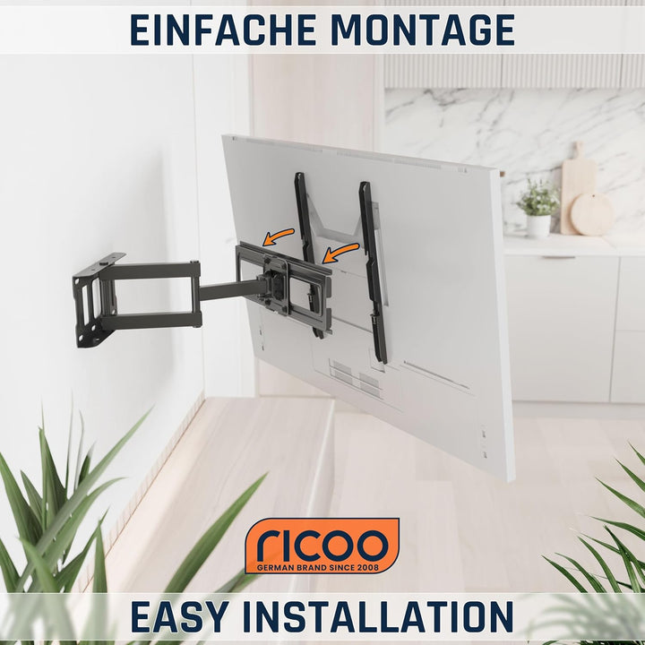 RICOO S5144 TV Wandhalterung Schwenkbar für 40-65 Zoll Wandhalterung Fernseher Halterung bis 50 Kg V