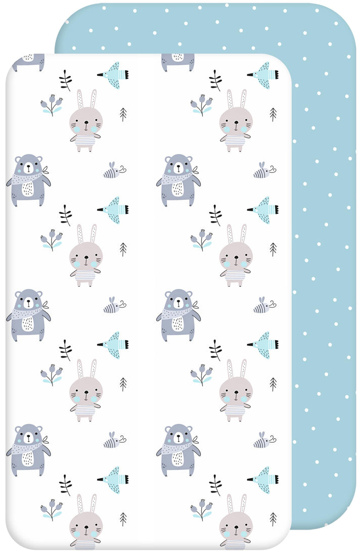 2X Baby Spannbettlaken – 100% Baumwolle, Weich & Atmungsaktiv – Set 2X - Kompatibel mit Chicco & Kin