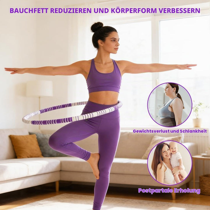 Hula Hoop Reifen Erwachsene, 1,1Kg Hullahub Reifen zum Abnehmen, 93 cm Durchmesser, 8 Segmente Abneh