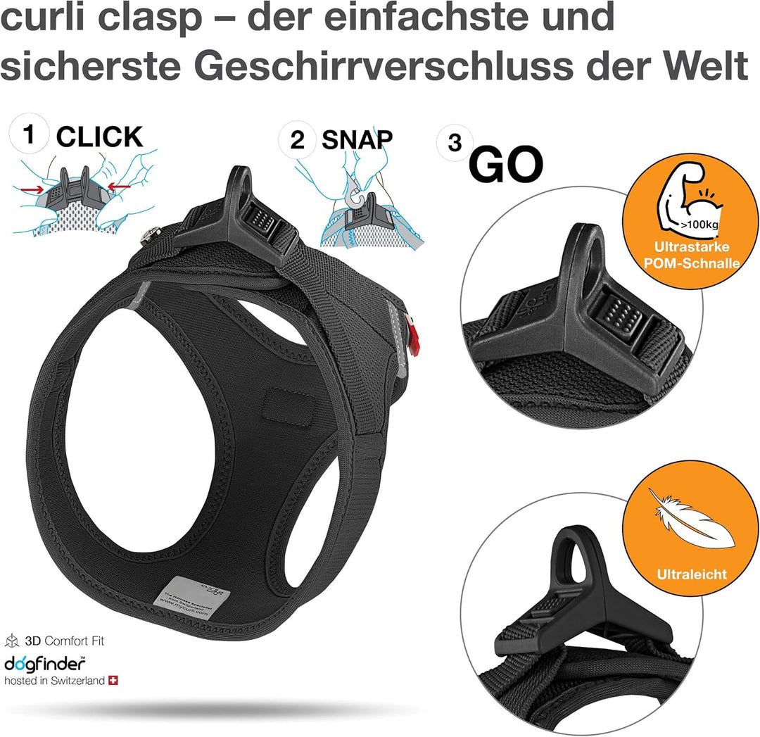 Vest Harness curli Clasp Air-Mesh Black M Schwarz M Einfarbig, Schwarz M Einfarbig
