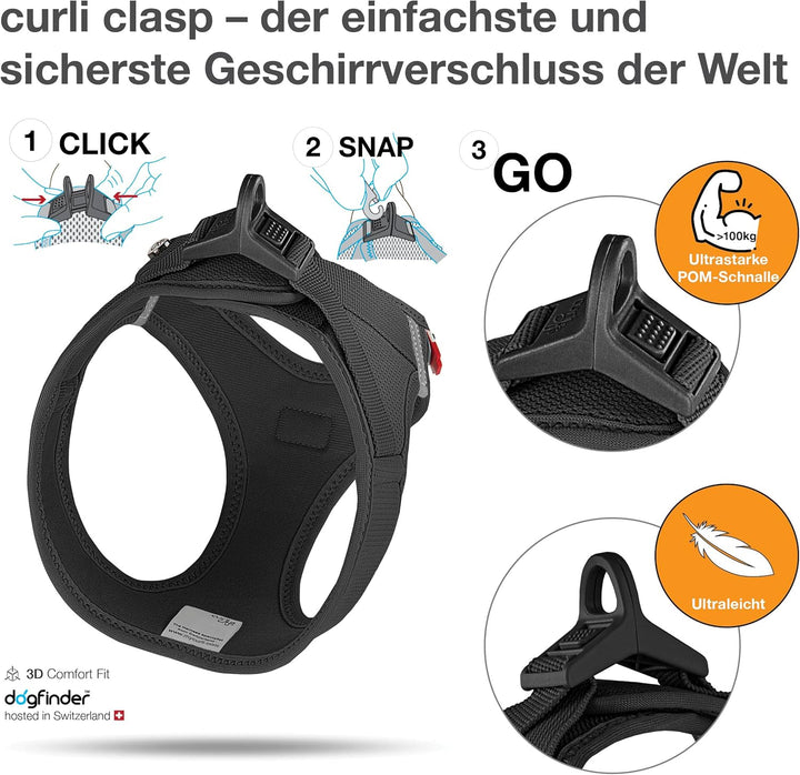 Vest Harness curli Clasp Air-Mesh Black M Schwarz M Einfarbig, Schwarz M Einfarbig