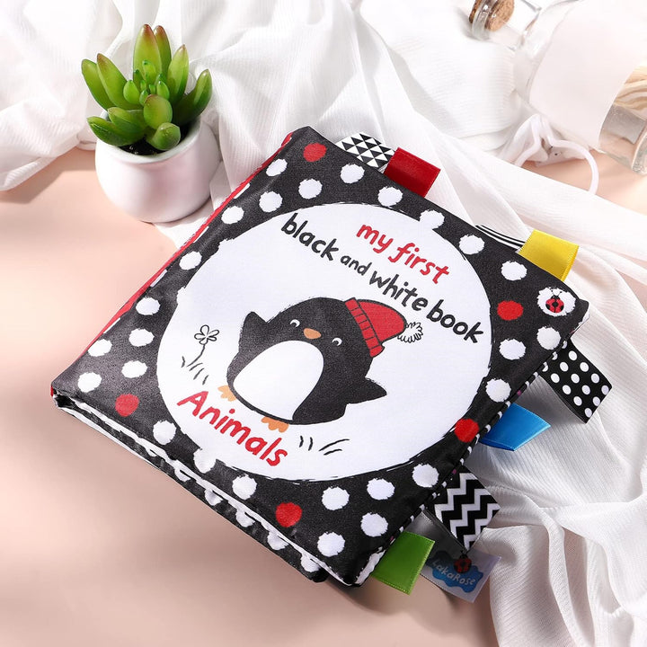 Toyvian 1 Stück Tuch Bücher Schwarz Weiss Label Tuch Buch Frühen Pädagogischen Buch Frühen Lernspiel