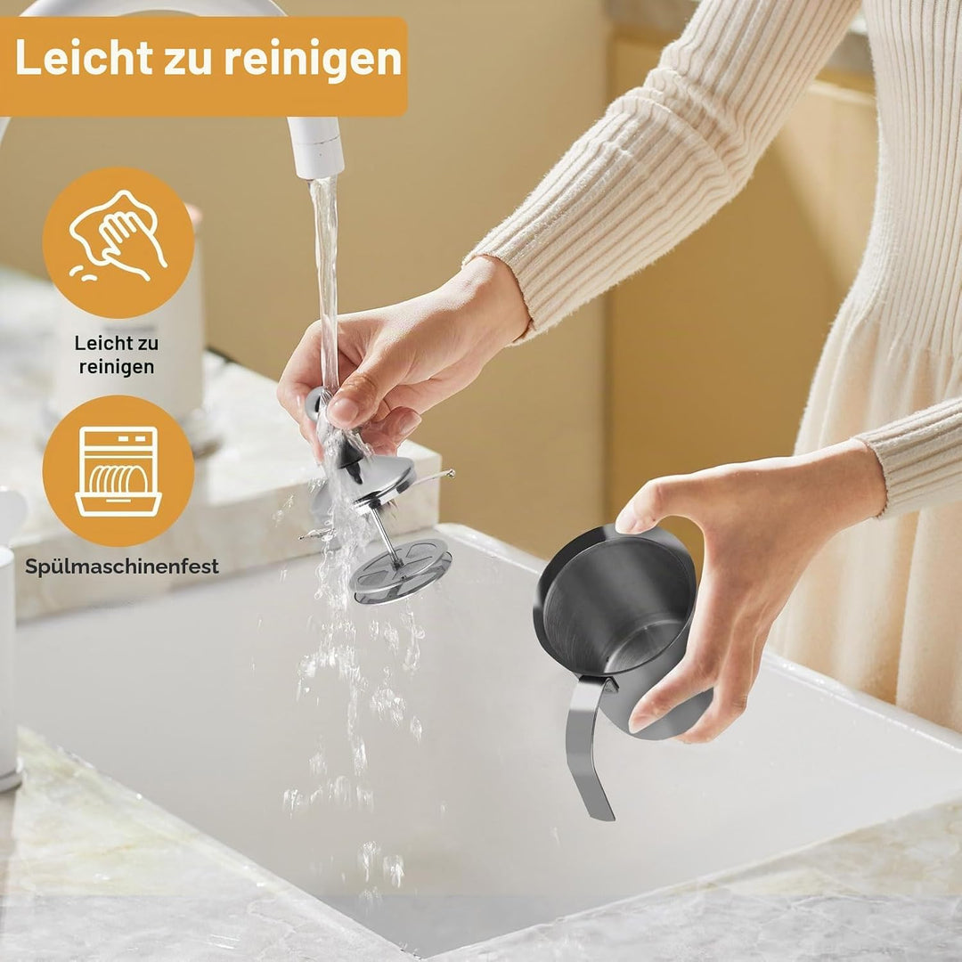 800ml de Acero Inoxidable Leche Manual Frother, Espumador Leche con Doble Colador, Jarra espumadora