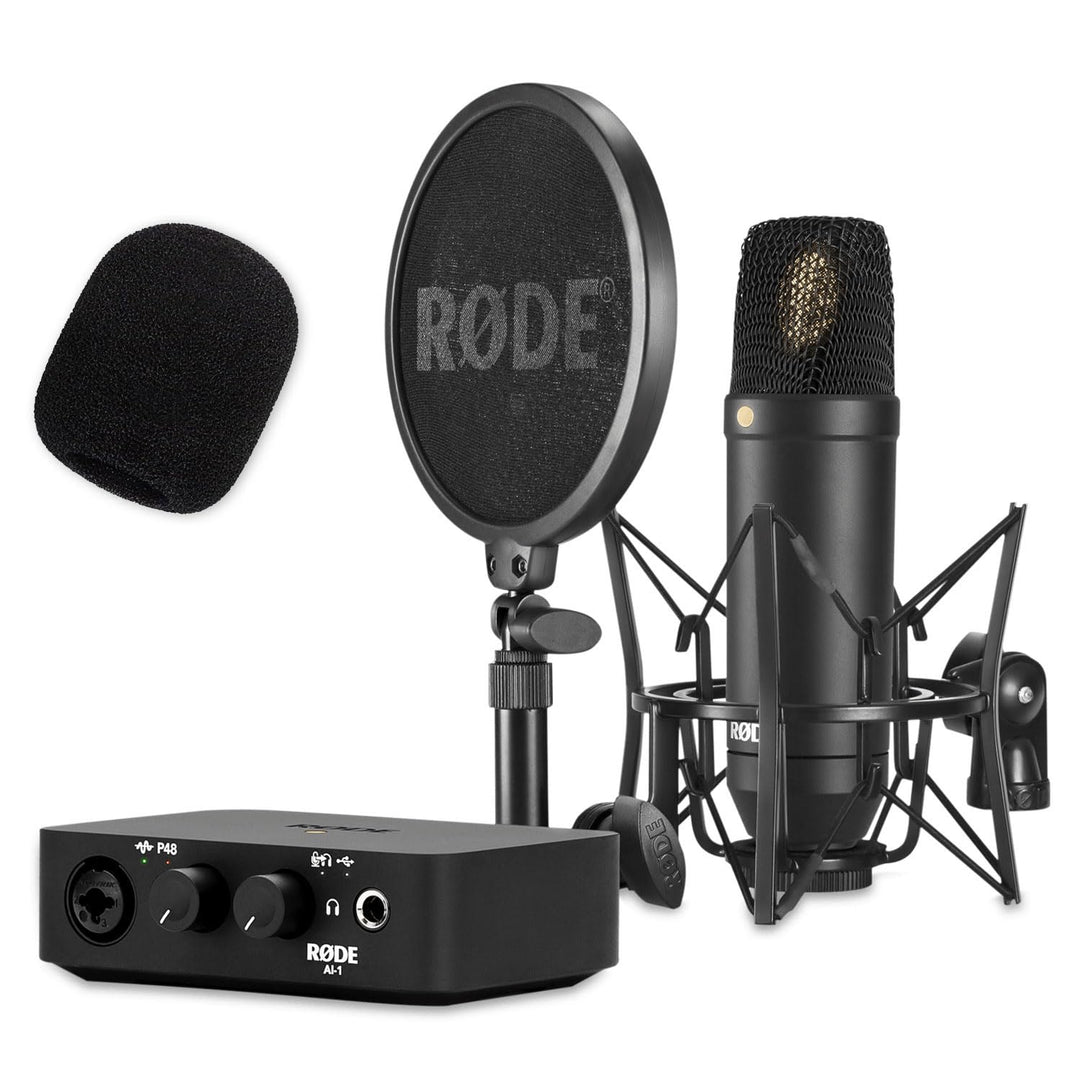 Rode NT1-Kit Studio-Mikrofon mit AI-1 Interface und keepdrum WS2 Popschutz