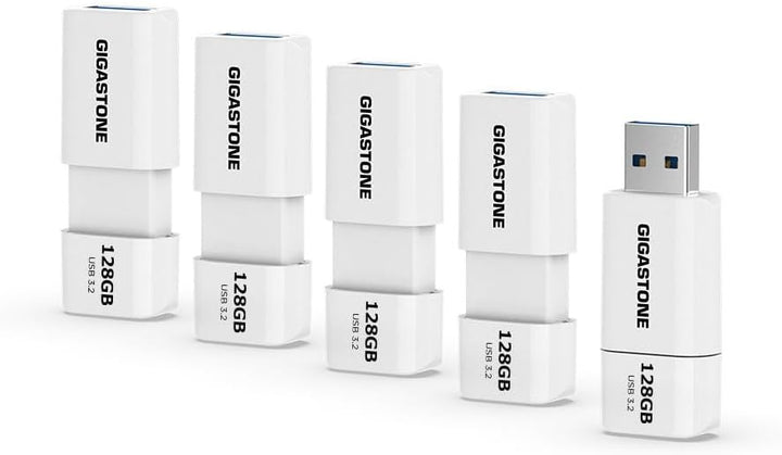 Gigastone Z60 128GB 5-Pack USB 3.2 Gen1 Flash Drive, R/W 120/60MB/s Ultra High Speed Pen Drive, Capl
