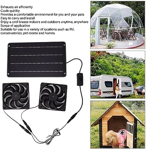 Solarbetriebener Abluftventilator, 20 W, 12 V, Solarpanel, Abluftansaugung, Doppelventilator Set mit