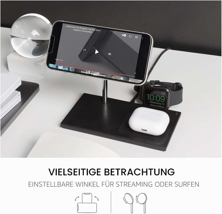 Native Union Snap 3-in-1 Magnetic Wireless Charger - Ladestation für iPhone 14/13 / 12 &amp; Watch Ultra