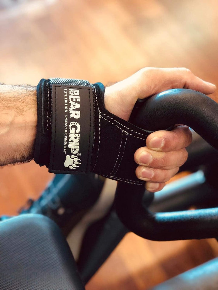 BEAR GRIP Multi-Grip-Riemen/Haken, hochwertige strapazierfähige Gewichthebergurte/Handschuhe. Leder,