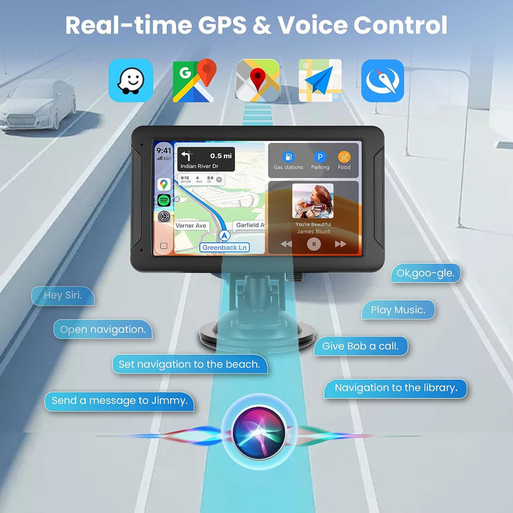 Wireless Carplay &amp; Android Auto Display, Tragbar Autoradio mit 7 Zoll HD IPS Touchscreen Carplay Dis