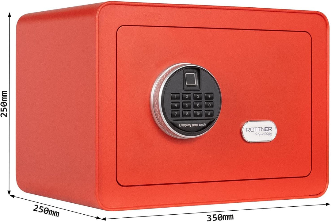 Rottner Möbeltresor Vintage-Red Stahl Elektronikschloss Fingerprint mechanische Notöffnung Innenbele