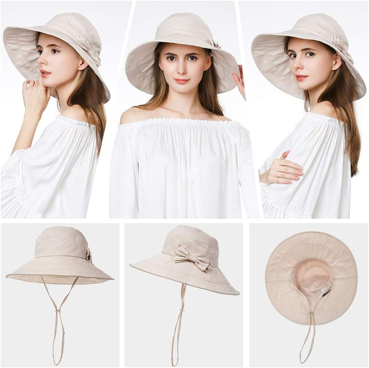 Comhats Sonnenhüte für Frauen mit breiter Krempe, UPF 50 UV-Sonnenschutz, faltbar, Sommer-Strandhut,