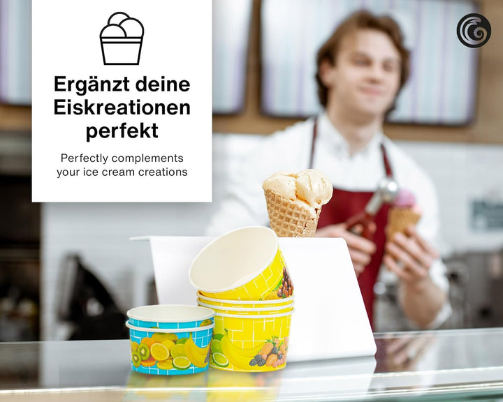 Octopus 600x Eisbecher, EIS- Pappbecher, Früchtebecher mit 260 ml Füllvolumen Gelb - 260ml 600 Stück