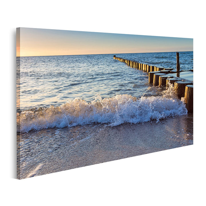 islandburner Bild auf Leinwand Wellenbrecher In Der Ostsee Bilder Wandbilder Poster Leinwand 80x40cm