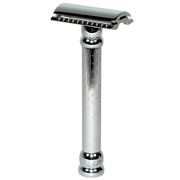 Merkur Flachklingenrasierer glanzverchromt, langer Griff, Gradschnitt Silber, Silber