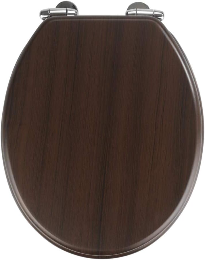 WENKO WC-Sitz Wenge, Toilettensitz mit Absenkautomatik in Holz-Optik, WC-Deckel für sanftes Deckelsc