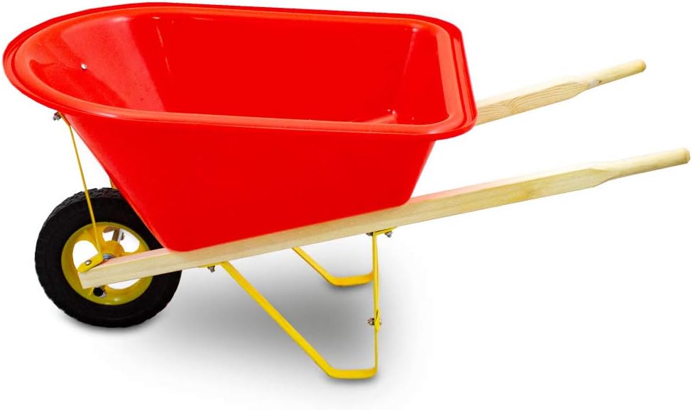 Kinderschubkarre Schiebkarre Schubkarre für Garten Sandkasten und Strand (Rot), Rot